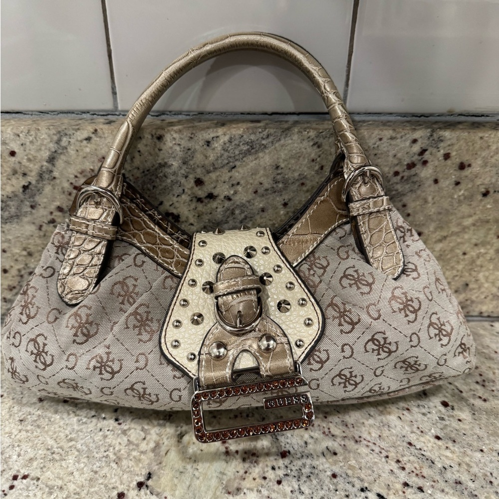 Vintage Guess Bag with Rhinestone and Stud Detailings in Silver Hardware